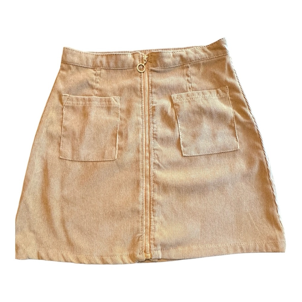 Kensie Girl Girls Mustard Full Zip Patch Pockets Corduroy Skirt Size 12